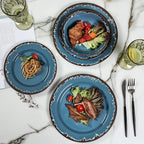 Melamine Dinnerware Set - Yinshine 12-Piece Dishes Set,Shatterproof Plates and Bowls Sets, Lightweight,Unbreakable,Dishwasher Safe,Blue
