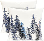 Decorative Throw Pillow Covers Set of 2 Cedar Forest Pillow Covers 16x16 inch Super Soft Short Plush Square Throw Pillows,Farmhouse Outdoor Pillow Covers for Couch Sofa Bed Living Room