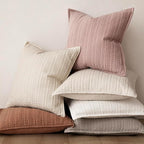 Foindtower Set of 2 Decorative Cotton Waffle Weave Throw Pillow Covers Euro Shams Cushion Covers Accent European Pillowcase for Bed Couch Sofa Bedroom Living Room Home Decor 20×20 Inch Dusty Pink