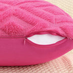 Pallene Hot Pink Throw Pillow Covers 20x20 Set of 2, Soft Plush Faux Fur Decorative Couch Pillow Covers for Sofa Bed Living Room Pillow Cases with 3D Diamond Pattern