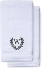 Decorative and Monogrammed Hand Towels for Bathroom Kitchen Makeup | Personalized Gift for Wedding-Bridal | Roman Font Custom Luxury Turkish Towel | Spa Collection, Oversized, 16 X 30 Inch, Set of 2