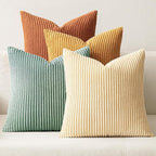 MIULEE Boho Farmhouse Throw Pillow Covers 20x20 Inch Set of 4 Summer Modern Natural Decorative Cushion Covers Soft Corduroy Home Decor for Couch Bed Sofa Living Room Orange Teal Gradient Series