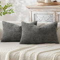 MIULEE Pack of 2 Lumbar Couch Throw Pillow Covers 20x12 Inch Dark Gray Modern Boho Accent Decorative Pillow Covers Soft Chenille Farmhouse Cushion Covers for Home Decor Bed Sofa Living Room