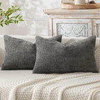 MIULEE Pack of 2 Lumbar Couch Throw Pillow Covers 20x12 Inch Dark Gray Modern Boho Accent Decorative Pillow Covers Soft Chenille Farmhouse Cushion Covers for Home Decor Bed Sofa Living Room
