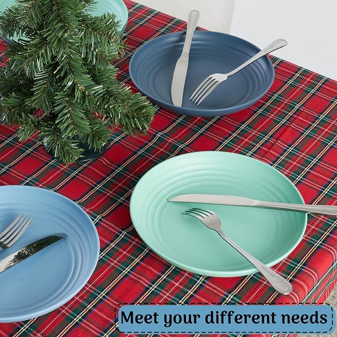 12PCS Unbreakable Dinner Plates, Dishwasher & Microwave Safe Plastic Plates Reusable, Lightweight Wheat Straw Plates for kitchen (Serenity, 10 IN)