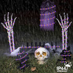 QITONG 4 Pack Orange and Purple Solar Fairy Lights, Each 33ft 100 LED Halloween Lights Outdoor Waterproof, 8 Modes Copper Wire Solar String Lights