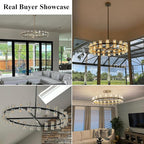 Modern 48 inch Black Round Chandeliers Light Fixture, Crystal Chandeliers for Dining Room, Living Room Chandelier, Wagon Wheel Chandelier Over Table, Suitable for Bedroom,Foyer,Includes Bulb