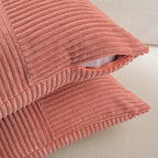 Fancy Homi 2 Packs Coral Lumbar Decorative Throw Pillow Covers 20x28 Inch for Living Room Couch, Rustic Farmhouse Boho Home Decor, Soft Striped Corduroy Rectangle Accent Peach Cushion Case 50x70 cm