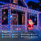 4 Pack 180FT Solar Christmas Lights Outdoor Waterproof, Super Bright 320 LED Solar String Lights with 8 Lighting Modes, Green Wire Twinkle Tree Light for Outside Xmas Party Decorations(Blue and White)