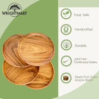 Acacia Wooden Plates – Set of 4, 12” Round Dinner & Charger Plates, Rustic Handcrafted Tableware for Charcuterie, BBQ, Farmhouse Dining, or Gift