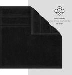 American Soft Linen Luxury Washcloths for Bathroom, 600 GSM 100% Cotton 4 Piece Turkish Wash Cloth Set, 13x13 in Soft Rags for Body and Face, Black Washcloths