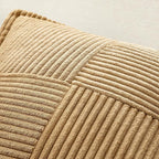 MIULEE Decorative Throw Pillow Covers for Couch Bed Livingroom 20x20 Inch Set of 2 Brown Boho Accent Throw Pllows Broadside Striped Patchwork Soft Corduroy Pillowcases