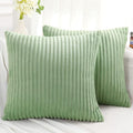 Simmore Decorative Throw Pillow Covers 24x24 Set of 2, Soft Natural Plush Flannel Double-Sided Fluffy Couch Pillow Covers for Sofa Living Room, Sage Green