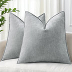 decorUhome Couch Throw Pillow Covers 20x20 Set of 2, Decorative Soft Euro Neutral Chenille Pillow Covers with Elegant Design for Sofa Bed Living Room Home Decor, Ultimate Gray