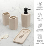 ZCCZ Beige Bathroom Accessory Sets, 4 Pieces Bathroom Accessories Complete Set Vanity Countertop Accessory Set, Includes Lotion Dispenser Soap Pump, Tumbler, Toothbrush Holder and Tray