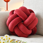 Knot Ball Pillow, Round Decorative Throw Pillows Cushion, 8 Inch Burgundy Soft Plush Knotted Pillows Pillow, Modern Home Throw Knot Decorative Cushion
