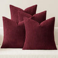 MIULEE Boho Farmhouse Throw Pillow Covers 16x16 Inch Set of 4 Mordern Nordic Cushion Covers Soft Corduroy Christmas Home Decor for Couch Bed Sofa Living Room Burgundy