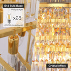 Crystal Chandeliers Modern Style Gold 39 inch & Lights Round Hanging Classic, Pendant Ceiling Chandelier Lighting Fixture 7-Tier for Dining Room Living Room