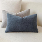Foindtower Pack of 2, Curly Faux Fur Decorative Throw Pillow Covers Soft Plush Cushion Case with Zipper Cozy Fluffy Boho Pillowcase for Home Living Room Couch Bedroom Bed Sofa 12 x 20 Inch, Blue