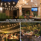 GOOTHY LED Outdoor String Lights 45Ft Patio Lights with 32 Shatterproof ST40 Vintage Edison Bulbs (2 Spare), Hanging Outdoor Light UL Listed for Porch Garden Backyard Balcony Decor