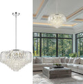 20'' Modern Chandelier,7-Tier Crystal Chandeliers, Pendant Lights Kitchen Island for Dining Room Living Room Bedroom Entryway, CC4215-7W-PC