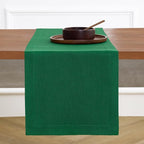 Solino Home Linen Table Runner 120 Inches Long - 100% Pure Linen Christmas Green Dining Table Runner 14 x 120 Inch - Fete