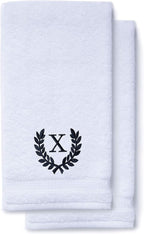 Decorative and Monogrammed Hand Towels for Bathroom Kitchen Makeup | Personalized Gift for Wedding-Bridal | Roman Font Custom Luxury Turkish Towel | Spa Collection, Oversized, 16 X 30 Inch, Set of 2
