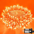 120 LED Orange Halloween Lights, 40 FT Halloween Lights Outdoor Clear Wire with 8 Modes, Plug in Waterproof Orange Fairy String Light for Indoor Christmas Halloween Thanksgiving Decorations
