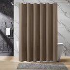 Inhousolu Fabric Shower Curtain Waffle Weave, 230 GSM Heavy Duty, Weighted Hem, 14 Metal Hooks, Water Repellent, Machine Washable, Hotel Spa Luxury Bath Curtain Set, 72 x 72 Inch, Brown