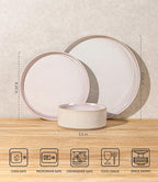 TheTerra Ceramic Dinnerware Sets for 6, 18 Pieces Porcelain Lightweight Speckled Plates and Bowls Sets, Scratch Resistant Dish Set, Oven & Microwave & Dishwasher Safe, Primrose Pink