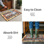 Door Mat Welcome Mat, Heavy Duty Door Mat 17.7 x 29.5 Inch Front Rug Doormat for Outdoor Entrance Home Non-Slip Rubber Rug for Front Door, Outside, Entryway, Patio (Brown Welcome)