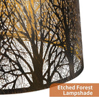 Metal Lamp Shade, Large Lampshade for Table Floor Lamps, (12×8)'' Top×(14×10.5)'' Bottom×8.5" Height Oval Shade, Etched Forest Gothic Style Replacement Lamp Shade(Spider), Bronze Gold