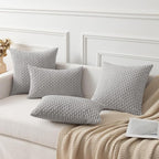Kevin Textile 2 Packs Light Grey Decorative Throw Pillow Covers 26x26 Inch for Living Room Couch Bed Sofa Rustic Farmhouse Boho Home Decor Soft Striped Corduroy Square Cushion Case 66x66 cm