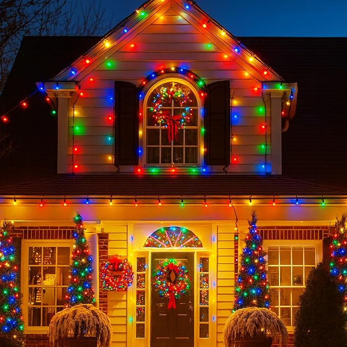 String Lights Outdoor & Indoor, 2Pack 600 LED Fairy Lights, 210ft Plug-in Waterproof Twinkle Light with 8 Modes for Christmas Tree Halloween Wedding Party Garden Patio Decorations(Multicolor)
