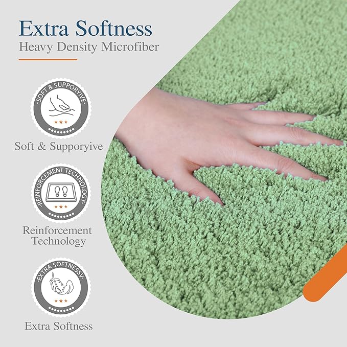 Walensee Large Bathroom Rug (24 x 60, Sage Green) Extra Soft and Absorbent Shaggy Bath Mat Machine Washable Microfiber Non Slip Luxury Floor Mat
