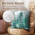 Winter Christmas Trees Pillow Cover 20x20 Inch Set of 2, Rustic Christmas Snowy Pine Forest Birds Decorative Pillow Square Cushion Case for Sofa Couch Outdoor Home Decor