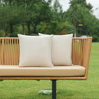 NiNi ALL Pack of 2 Decorative Outdoor Waterproof Pillow Covers Square Linen Textured Garden Cushion Sham Throw Pillowcase Set of 2 for Patio Farmhouse Garden Tent Couch 18x18 Inch Beige