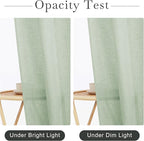 KGORGE Linen Shower Curtain - Semi Sheer Lightweight Button Hole Half Privacy Quick Dry Shower Curtains for Bathroom Bathtub Decor, Sage Green, 72 x 90 inches Long, Hooks Included