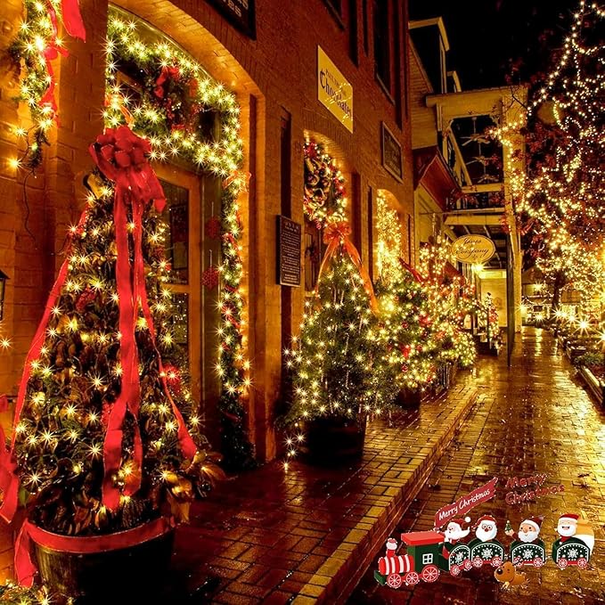 6 Pack 270FT Solar Christmas Lights Outdoor Waterproof, Super Bright 480 LED Solar String Lights with 8 Lighting Modes, Green Wire Twinkle Tree Light for Outside Xmas Party Decorations (Warm White)