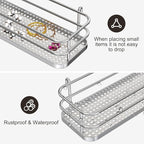 Orimade Over the Door Shower Caddy Adjustable 5 Tier Silver,Bathroom Hanging Organizer Shelf Rustproof with 4 Hooks,Shower Basket with Soap Holder and Suction Cup Bathroom