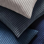 MIULEE Winter Pack of 2 Corduroy Soft Soild Decorative Square Throw Pillow Covers Set Cushion Cases Pillowcases for Sofa Bedroom Couch 18 x 18 Inch Navy Blue