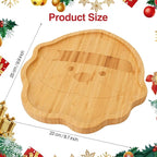 WILLKOMMEN Christmas Serving Tray, Bamboo Santa Claus Shaped Serving Platter, Charcuterie Board Serving Dishes 10" x 9" for Party Cookie Fruit Tray Cheese Board Plate