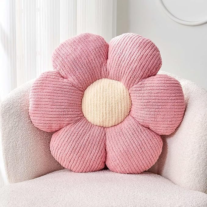 Flower Throw Pillow, Soft Pink 14.9" Shaped Floor Pillow for Home Decor, Cute Aesthetic Plush Decorative Pillows for Bed, Sofa, Couch