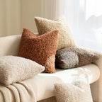 MIULEE Pack of 2 Fall Throw Pillow Covers 20x20 Inch Neutral Rust Faux Fur Decorative Sherpa Pillow Covers Fuzzy Accent Soft Sheepskin Fleece Cushion Cases for Boho Home Decor Couch Living Room Bed