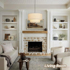 18" Modern Double Drum Fabric Pendant Light, Large Hanging Ceiling Chandelier Fixture with Dual Layer Fabric Shade, Ideal for Dining Room, Living Room, Bedroom, and Kitchen