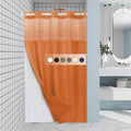 Burnt Orange Stall No Hook Shower Curtain with Snap in Liner,230GSM Waffle Weave Shower Curtains for Bathroom,54W x 80H