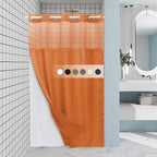 Burnt Orange Stall No Hook Shower Curtain with Snap in Liner,230GSM Waffle Weave Shower Curtains for Bathroom,54W x 80H