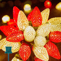 Brightown Red and Warm White C9 LED Christmas String Lights, 33ft 50 LED Waterproof Strawberry String Lights, Plug-in Extendable Green Wire Lights String for Outdoor Indoor Patio Party Decoration