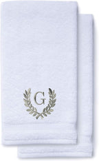 Decorative and Monogrammed Hand Towels for Bathroom Kitchen Makeup | Personalized Gift for Wedding-Bridal | Roman Font Custom Luxury Turkish Towel | Spa Collection, Oversized, 16 X 30 Inch, Set of 2