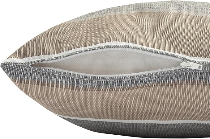 Outdoor Throw Pillows Water Resistant 18x18 inch,Decorative Throw Pillow with Insert Set of 2,Hidden Zipper Headrests for Patio Furniture Sofa Couch Chair(Gray Stripe)